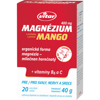 Vitar Magnézium 400 mg + vitamin B6 + vitamin C s příchutí mango (20 sáčků)